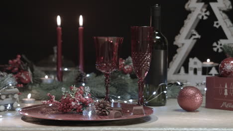 Man-tries-to-take-a-chocolate-from-a-Christmas-table-but-gets-a-slap-in-the-hand,-close-up-shot-funny-sketch