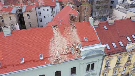 Earthquake-in-Zagreb,-during-COVID19-Corona-Virus---Aerial-footage