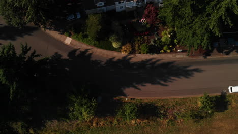 Top-down-aerial-view-of-a-suburban-neighborhood-on-the-west-coast