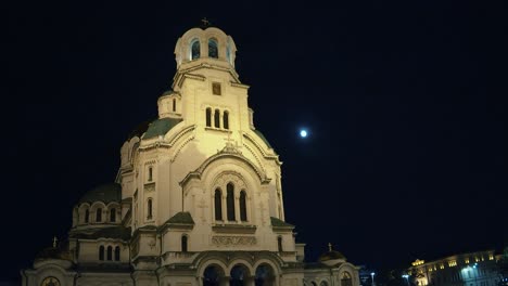 Aleksandar-Nevski-at-night-with-moon-handheld