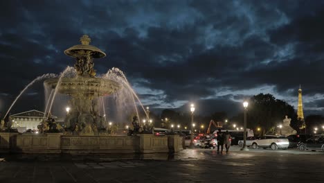 Place-De-La-Concorde-Por-La-Noche,-París,-Francia