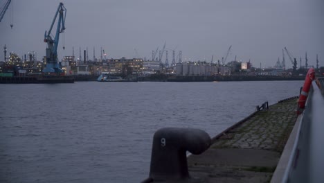 German-Harbour-with-cranes,-ships-and-containers