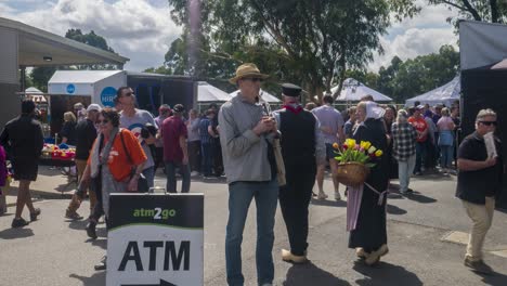 Timelapse-of-people-at-the-Holland-Festival-in-the-outer-suburbs-of-Melbourne,-Victoria,-Australia,-March-2020