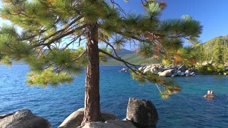 Summer-at-Sand-Harbor-State-Park-in-Incline-Village,-Nevada