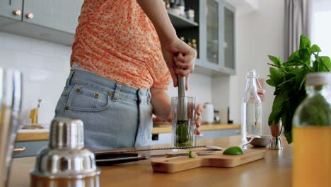 Woman-Making-Cocktail-Drinks-at-Home-Kitchen.drinks-and-people-concept--young-woman-making-strawberry-mojito-cocktail-at-home-kitchen