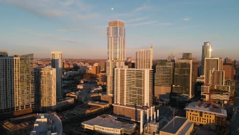 Aerial-Drone-shot-of-Downtown-Austin,-Texas