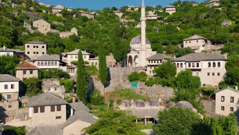 Aerial-view-of-historic-village---Pocitelj,-Bosnia-and-Herzegovina