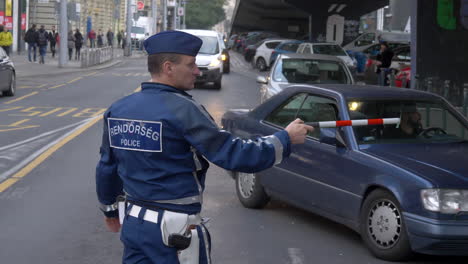 Verkehrspolizei-Kontrolliert-Autos-An-Kreuzung,-Straßensperre