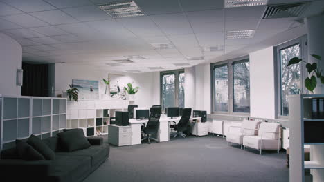 Wide-shot-of-an-emty-office-in-the-afternoon