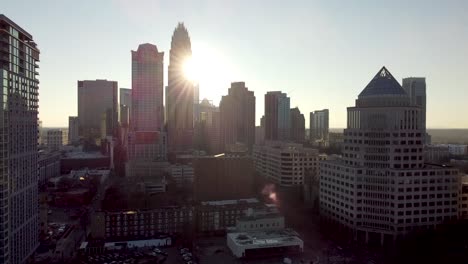 Charlotte-skyline--with-sunset-in-background