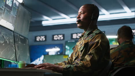 Dispatcher-keeping-in-touch-with-allied-troops-engaging-enemy-forces