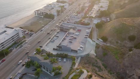 Aerial-view-over-Pacific-coast-ave,-Malibu,-California