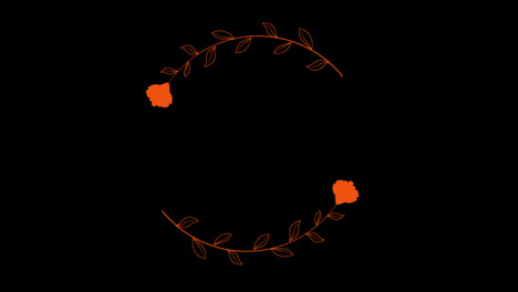 Hochzeitsdekoration,-Blumentitel,-Kopierraum-Für-Text,-Blattkranz,-Blumenrahmenanimation-Mit-Alphakanal.