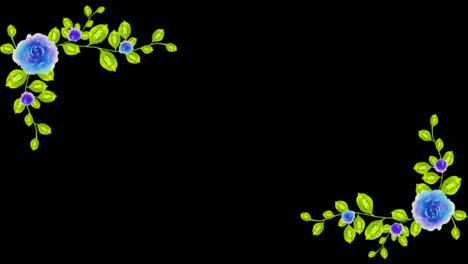 Hochzeitsdekoration,-Blumentitel,-Kopierraum-Für-Text,-Blattkranz,-Blumenrahmenanimation-Mit-Alphakanal.