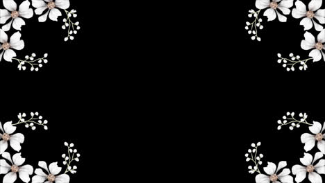 Hochzeitsdekoration,-Blumentitel,-Kopierraum-Für-Text,-Blattkranz,-Blumenrahmenanimation-Mit-Alphakanal.