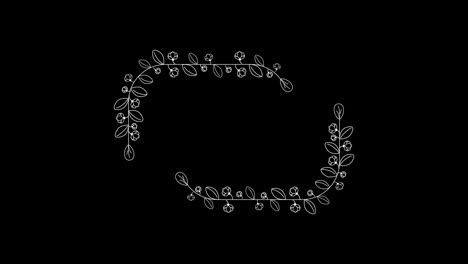 Hochzeitsdekoration,-Blumentitel,-Kopierraum-Für-Text,-Blattkranz,-Blumenrahmenanimation-Mit-Alphakanal.