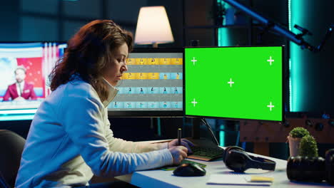 Photo-editor-using-green-screen-monitor-and-graphic-tablet