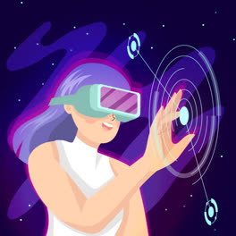 Eine-Animation-Einer-Gezeichneten-Metaverse-Illustration-Im-Flat-Design