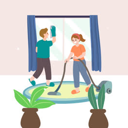 An-animation-of-a-Best-friends-doing-housework-together-illustrated