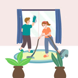 An-animation-of-a-Best-friends-doing-housework-together-illustrated