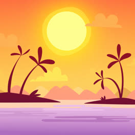 An-animation-of-a-Gradient-beach-sunset-landscape