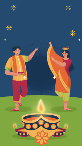 Una-Animación-De-Un-Fondo-Plano-Para-La-Celebración-Del-Festival-Hindú-De-Diwali.