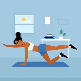 An-animation-of-a-Woman-training-at-home-alone