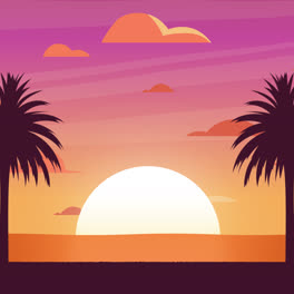 Una-Animación-De-Un-Fondo-De-Verano-Tropical-Al-Atardecer.