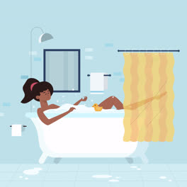 An-animation-of-a-Person-relaxing-in-bathtub-illustration