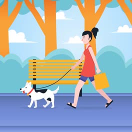 An-animation-of-a-People-walking-the-dog-illustration-concept