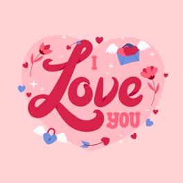 An-animation-of-a-Flat-illustration-of-the-word-love-for-valentine's-day