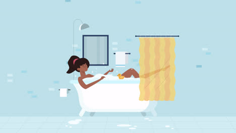 An-animation-of-a-Person-relaxing-in-bathtub-illustration