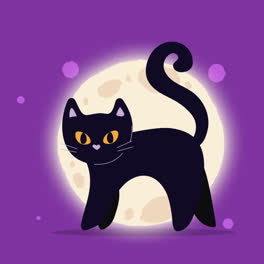 Una-Animación-De-Una-Colección-De-Gatos-Negros-De-Halloween-Dibujados-A-Mano.