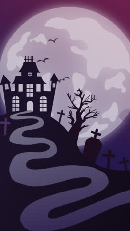 Una-Animación-De-Una-Ilustración-De-Un-Castillo-Embrujado-De-Halloween.