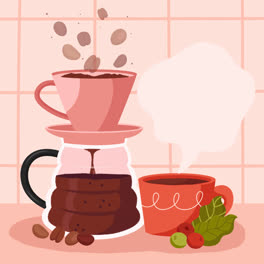 Una-Animación-De-Una-Ilustración-Plana-Para-La-Celebración-Del-Día-Internacional-Del-Café.