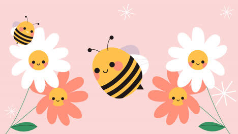 Eine-Animation-Eines-Süßen,-Kindlichen-Bienen-Handy-Hintergrundbilds