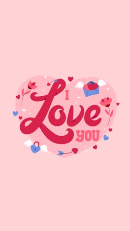 Eine-Animation-Einer-Flachen-Illustration-Des-Wortes-Liebe-Zum-Valentinstag