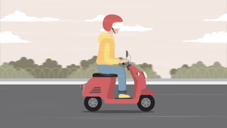 An-animation-of-a-Electric-bike-concept-with-man-wearing-helmet