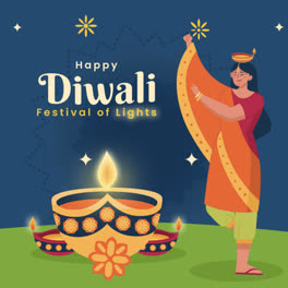 Eine-Animation-Eines-Flachen-Hintergrunds-Für-Die-Feier-Des-Hinduistischen-Diwali-Festes