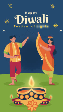 Eine-Animation-Eines-Flachen-Hintergrunds-Für-Die-Feier-Des-Hinduistischen-Diwali-Festes