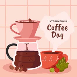 An-animation-of-a-Flat-illustration-for-international-coffee-day-celebration