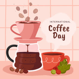 Una-Animación-De-Una-Ilustración-Plana-Para-La-Celebración-Del-Día-Internacional-Del-Café.