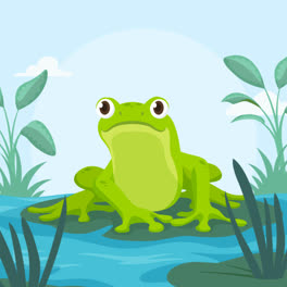 Eine-Animation-Einer-Organischen-Flachen-Froschillustration