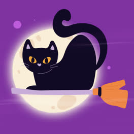 An-animation-of-a-Hand-drawn-flat-halloween-black-cats-collection