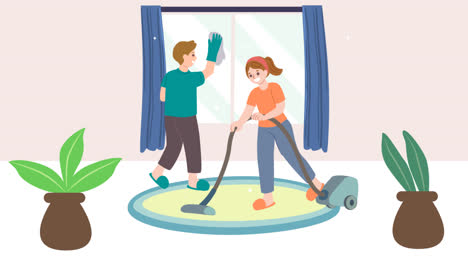 An-animation-of-a-Best-friends-doing-housework-together-illustrated