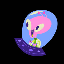 An-animation-of-a-Retro-cartoon-alien-stickers-collection