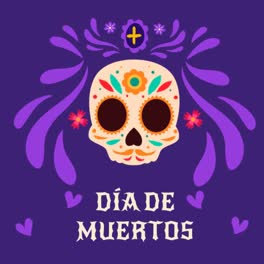 Eine-Animation-Einer-Dia-De-Muertos-Feier-Mit-Flachem-Hintergrund