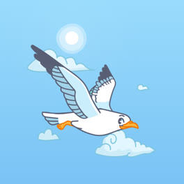 An-animation-of-a-Hand-drawn-cartoon-seagull-illustration