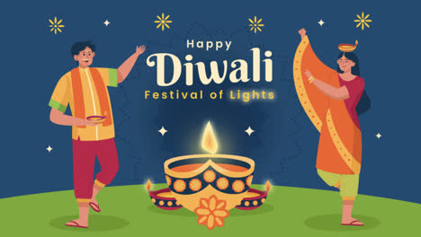 Una-Animación-De-Un-Fondo-Plano-Para-La-Celebración-Del-Festival-Hindú-De-Diwali.