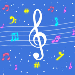 An-animation-of-a-Blue-background-with-treble-clef-and-musical-notes